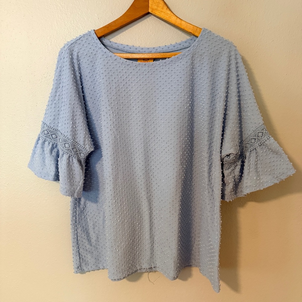 2 for $20! Ruby Rd. Light Blue Textured Blouse